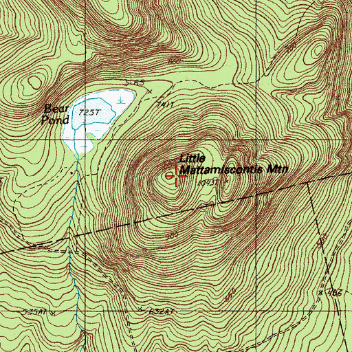 Topographic Map of Little Mattamiscontis Mountain, ME