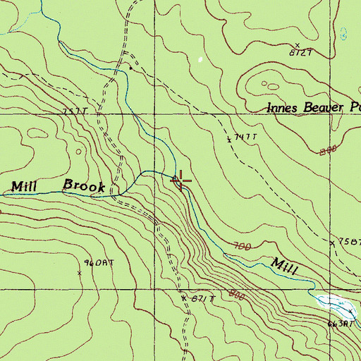 Topographic Map of Little Mill Brook, ME