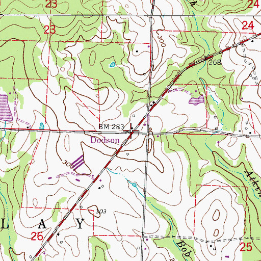 Topographic Map of Dodson, AR