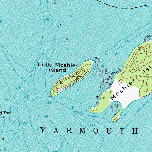 Topographic Map of Little Moshier Island, ME