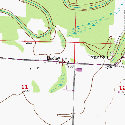 Topographic Map of Dooley, AR