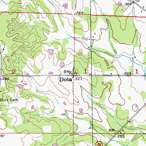 Topographic Map of Dota, AR