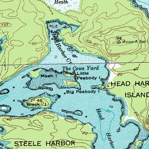 Topographic Map of Little Peabody Island, ME