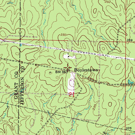 Topographic Map of Doylestown, AR