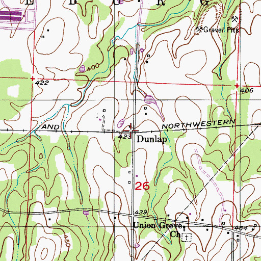 Topographic Map of Dunlap, AR