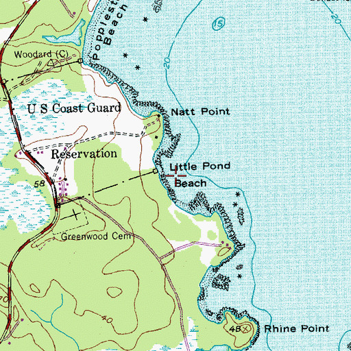 Topographic Map of Little Pond Beach, ME