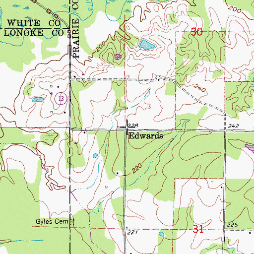 Topographic Map of Edwards, AR