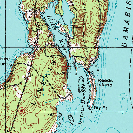Topographic Map of Little River, ME