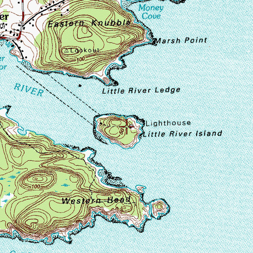 Topographic Map of Little River Island, ME
