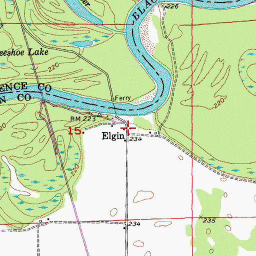 Topographic Map of Elgin, AR