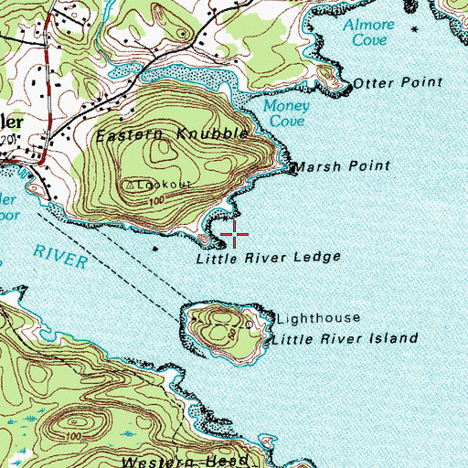Topographic Map of Little River Ledge, ME