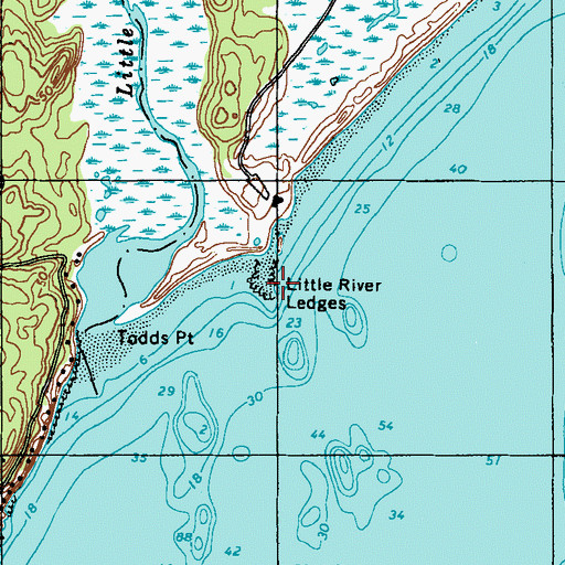 Topographic Map of Little River Ledges, ME