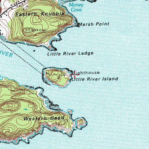 Topographic Map of Little River Lighthouse, ME