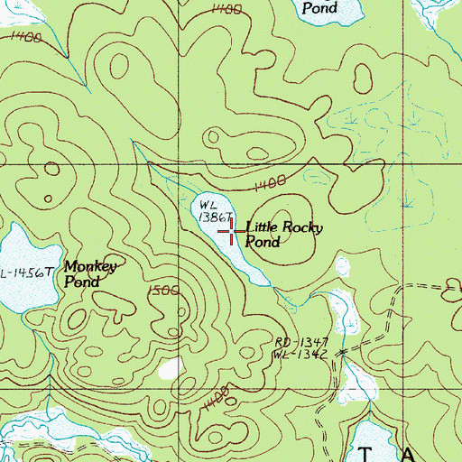 Topographic Map of Little Rocky Pond, ME
