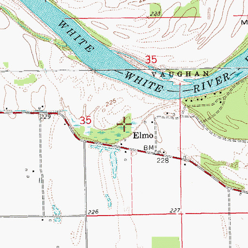 Topographic Map of Elmo, AR