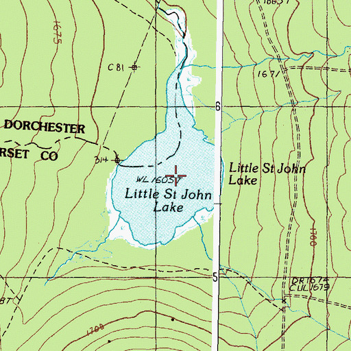 Topographic Map of Little Saint John Lake, ME