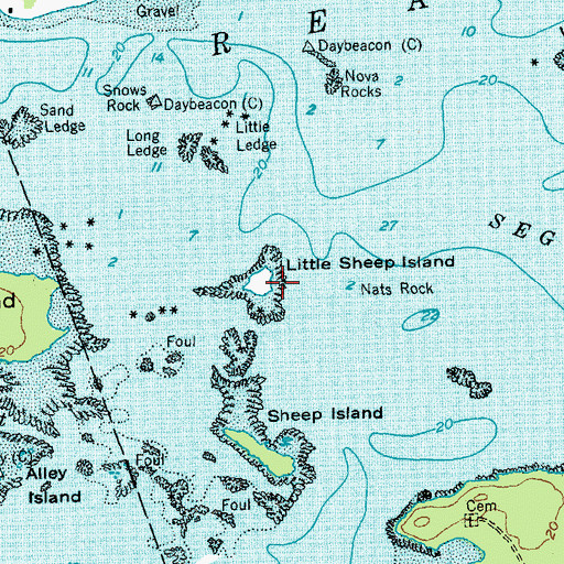 Topographic Map of Little Sheep Island, ME