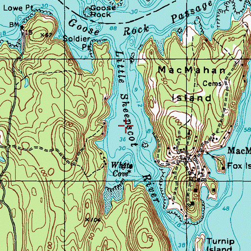 Topographic Map of Little Sheepscot River, ME