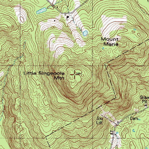 Topographic Map of Little Singepole Mountain, ME