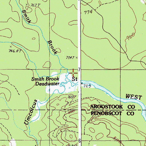 Topographic Map of Little Smith Brook, ME
