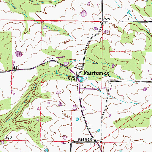 Topographic Map of Fairbanks, AR