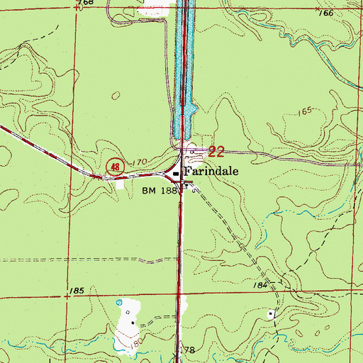 Topographic Map of Farindale, AR