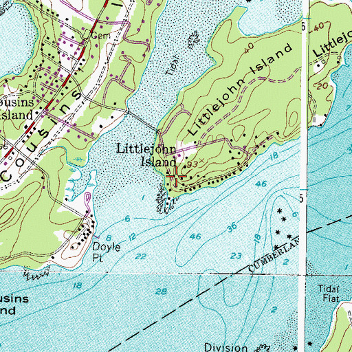 Topographic Map of Littlejohn Island, ME