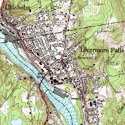 Topographic Map of Livermore Falls, ME