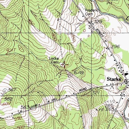 Topographic Map of Locke Cemetery, ME