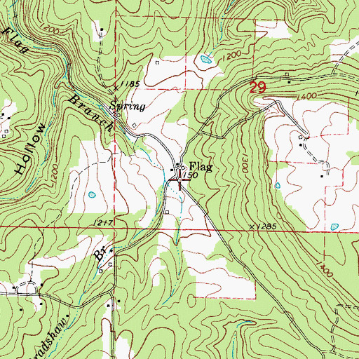 Topographic Map of Flag, AR