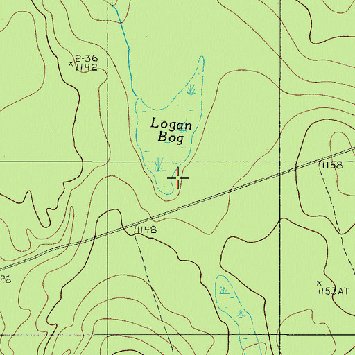 Topographic Map of Logan Bog, ME