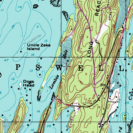Topographic Map of Lombos Hole, ME