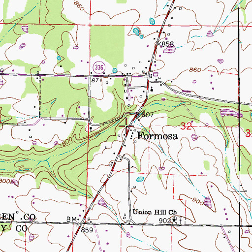 Topographic Map of Formosa, AR