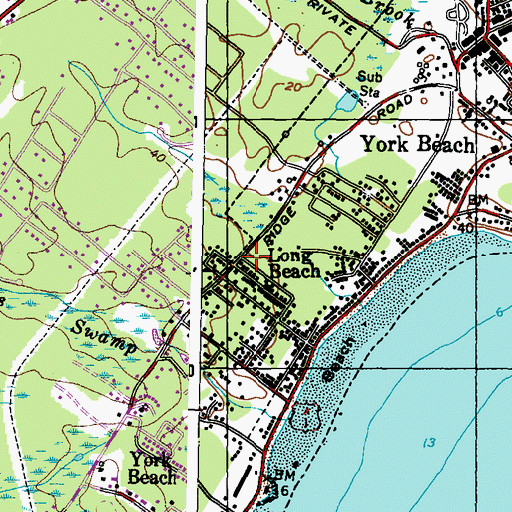 Topographic Map of Long Beach, ME
