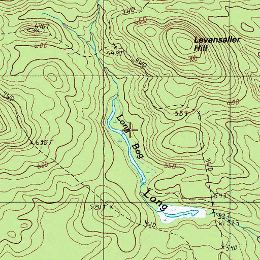 Topographic Map of Long Bog, ME