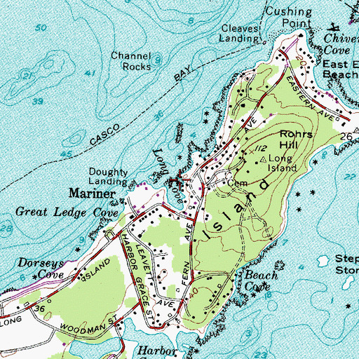 Topographic Map of Long Cove, ME