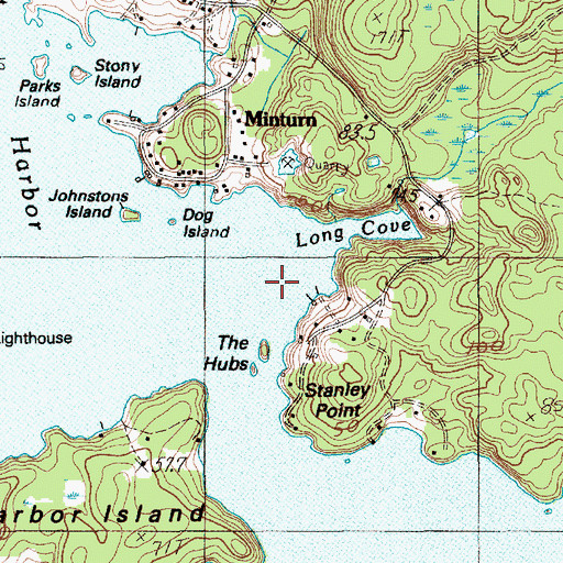 Topographic Map of Long Cove, ME