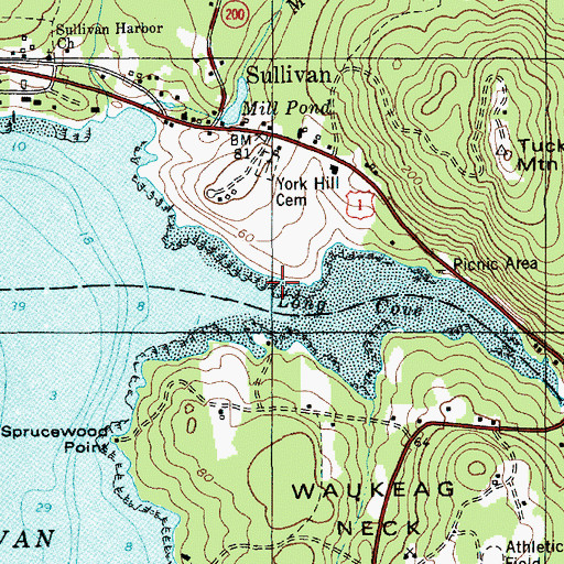 Topographic Map of Long Cove, ME