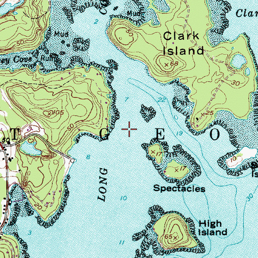Topographic Map of Long Cove, ME