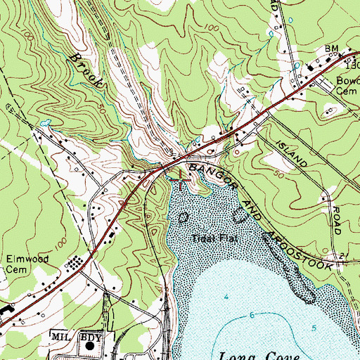 Topographic Map of Long Cove Brook, ME