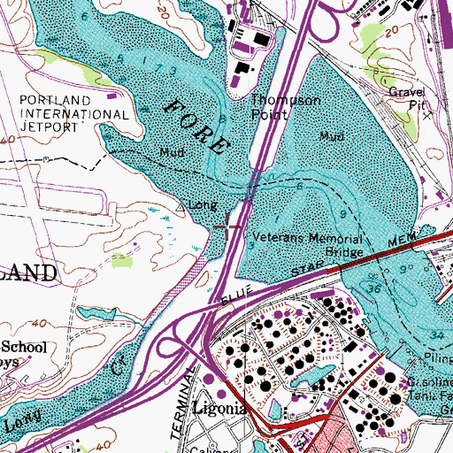 Topographic Map of Long Creek, ME