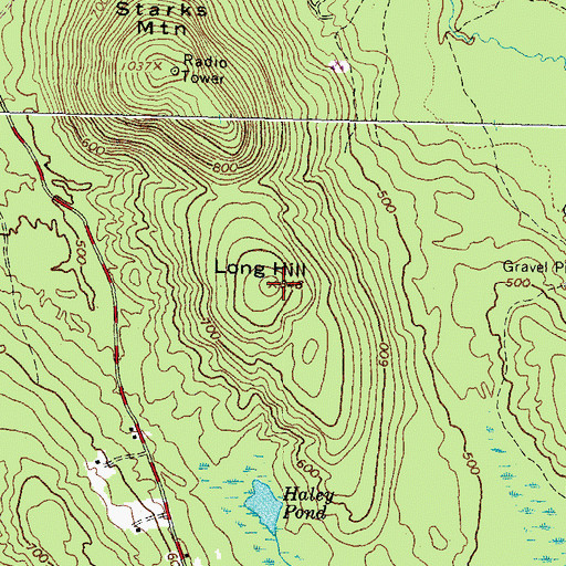 Topographic Map of Long Hill, ME