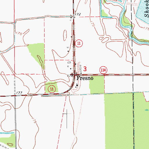 Topographic Map of Fresno, AR