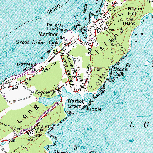 Topographic Map of Long Island, ME
