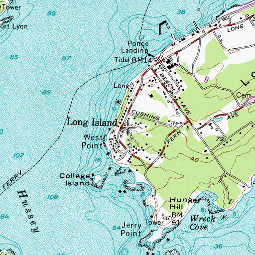 Topographic Map of Long Island, ME