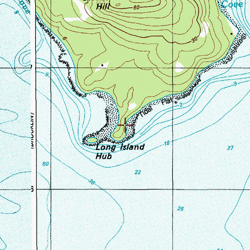Topographic Map of Long Island Hub, ME