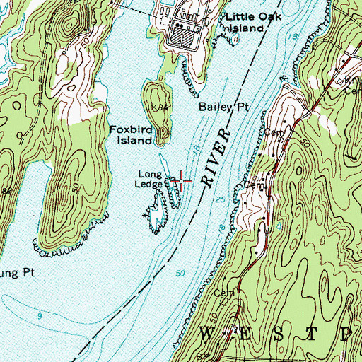 Topographic Map of Long Ledge, ME