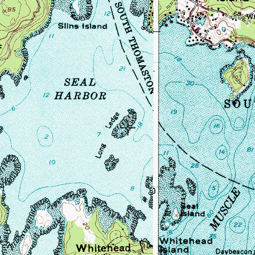 Topographic Map of Long Ledge, ME