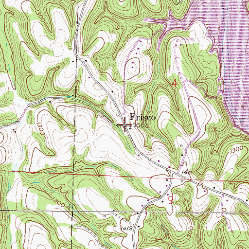 Topographic Map of Frisco, AR