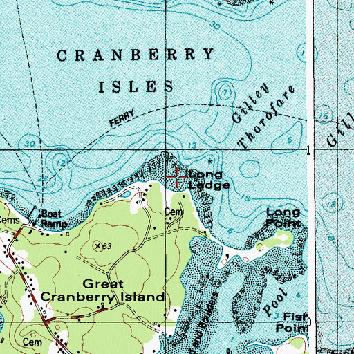 Topographic Map of Long Ledge, ME